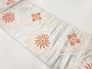 アンティーク　草花に流水模様織り出し名古屋帯（着用可）